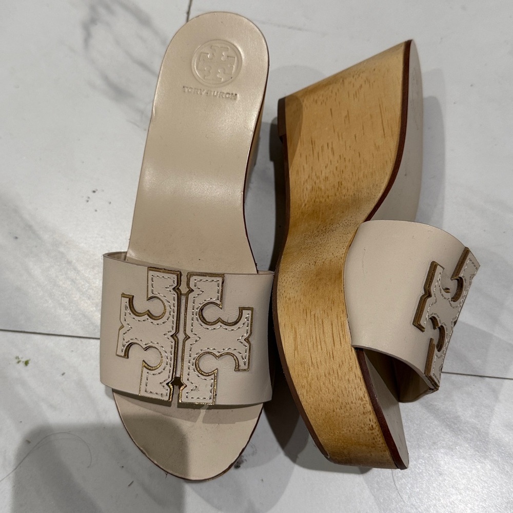 Tory Burch Cream Slide Sandals